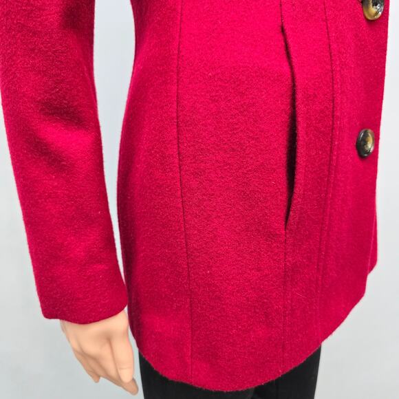 London Fog Peacoat Wool Blend Single-Breasted Women XXS 2XS Red Lined - Picture 7 of 12